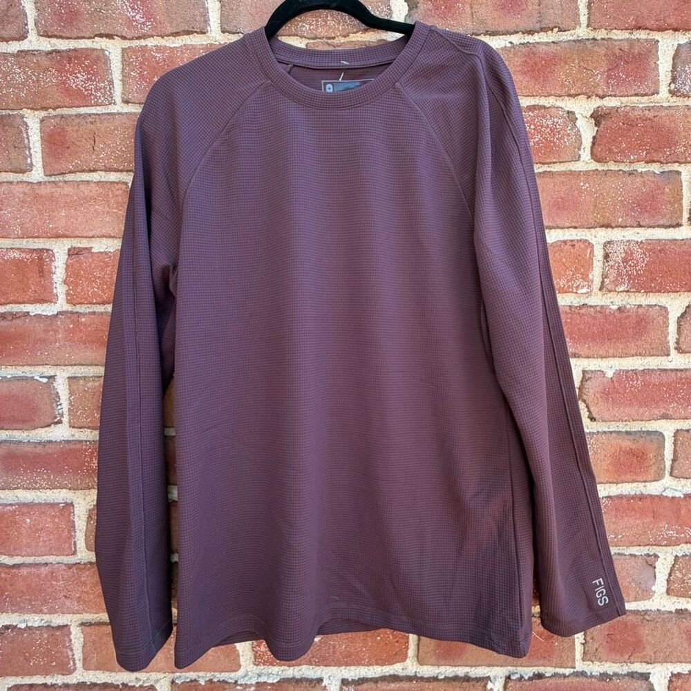 FIGS Waffle Knit Underscrub Crew Neck long sleeve brown Womens Xl NEW